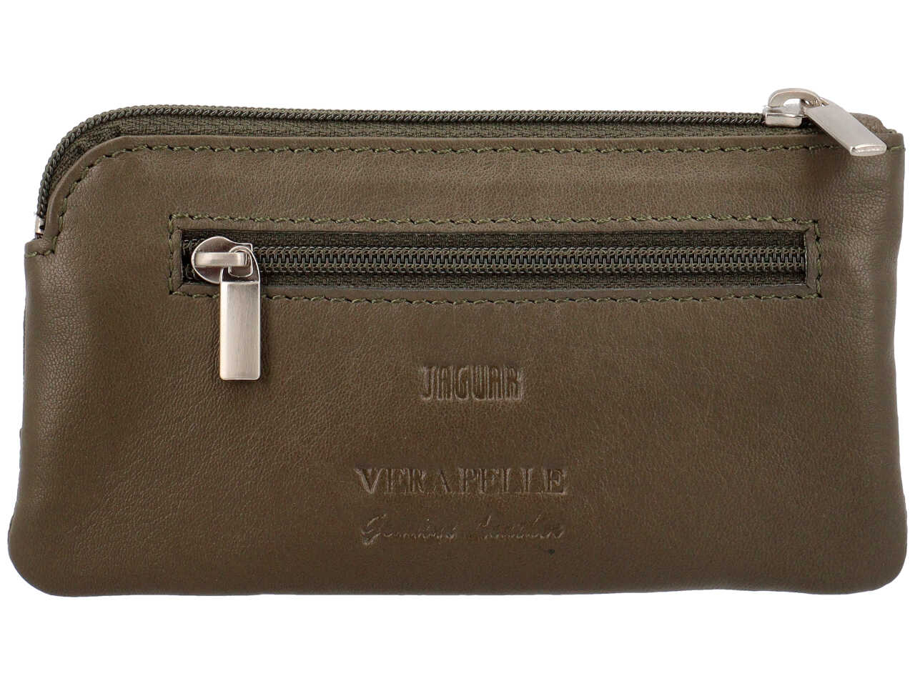 Portamonete jaguar da uomo con zip in vera pelle sugar print misura 13,9x7,7cm colore oliva