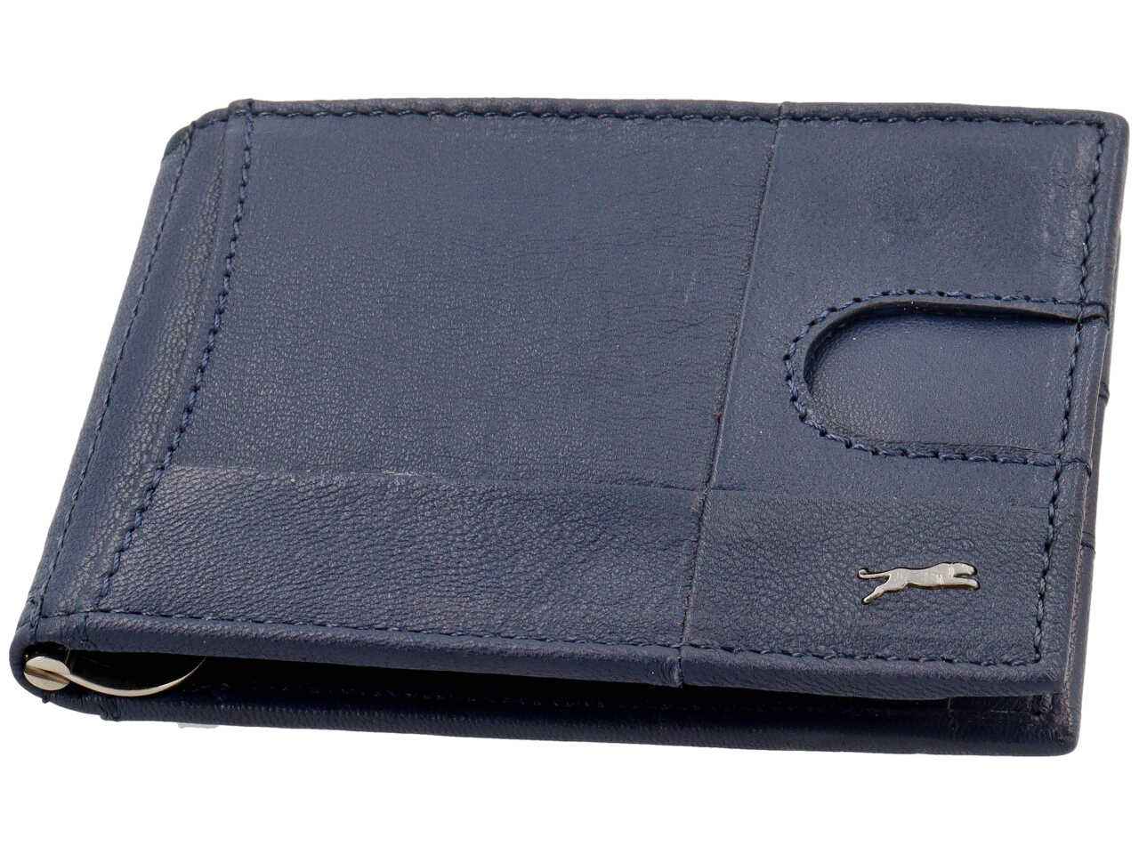 Portafoglio jaguar da uomo a molla con zip moneta in vera pelle sugar print misura 10,5x8,4cm colore blu notte
