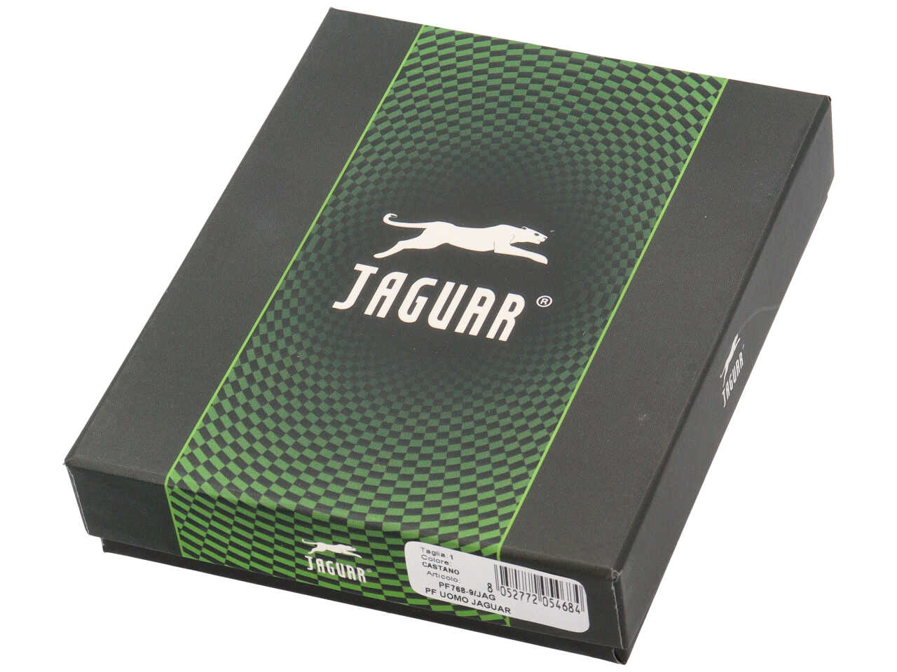 Portafoglio jaguar da uomo doppia patta piu' moneta piccolo in vera pelle sugar print misura 11x9cm colore castano