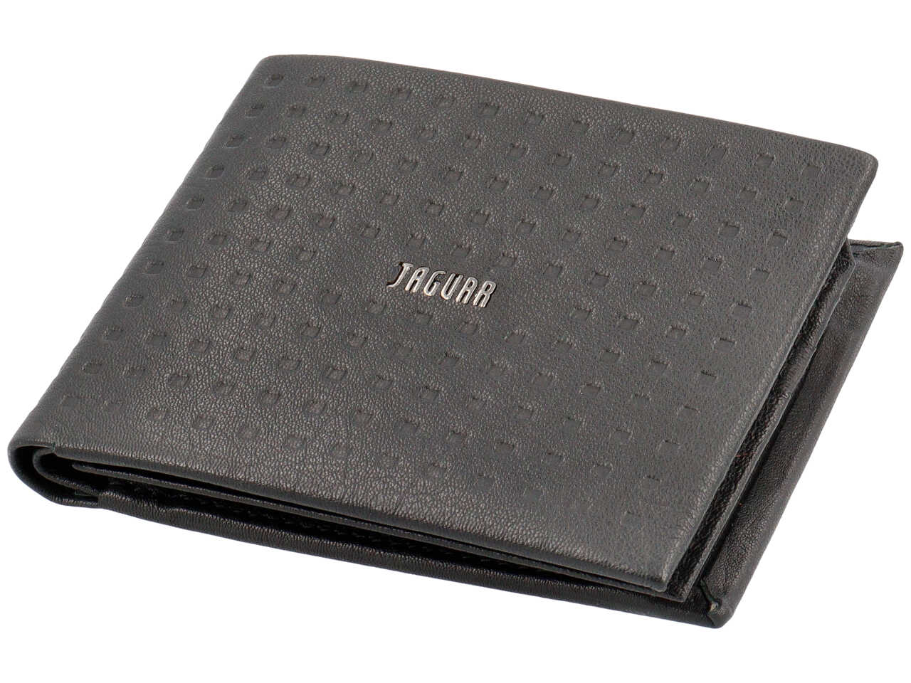 Portafoglio da uomo in pelle stampata nero, con portamonete, 11x9 cm - Jaguar