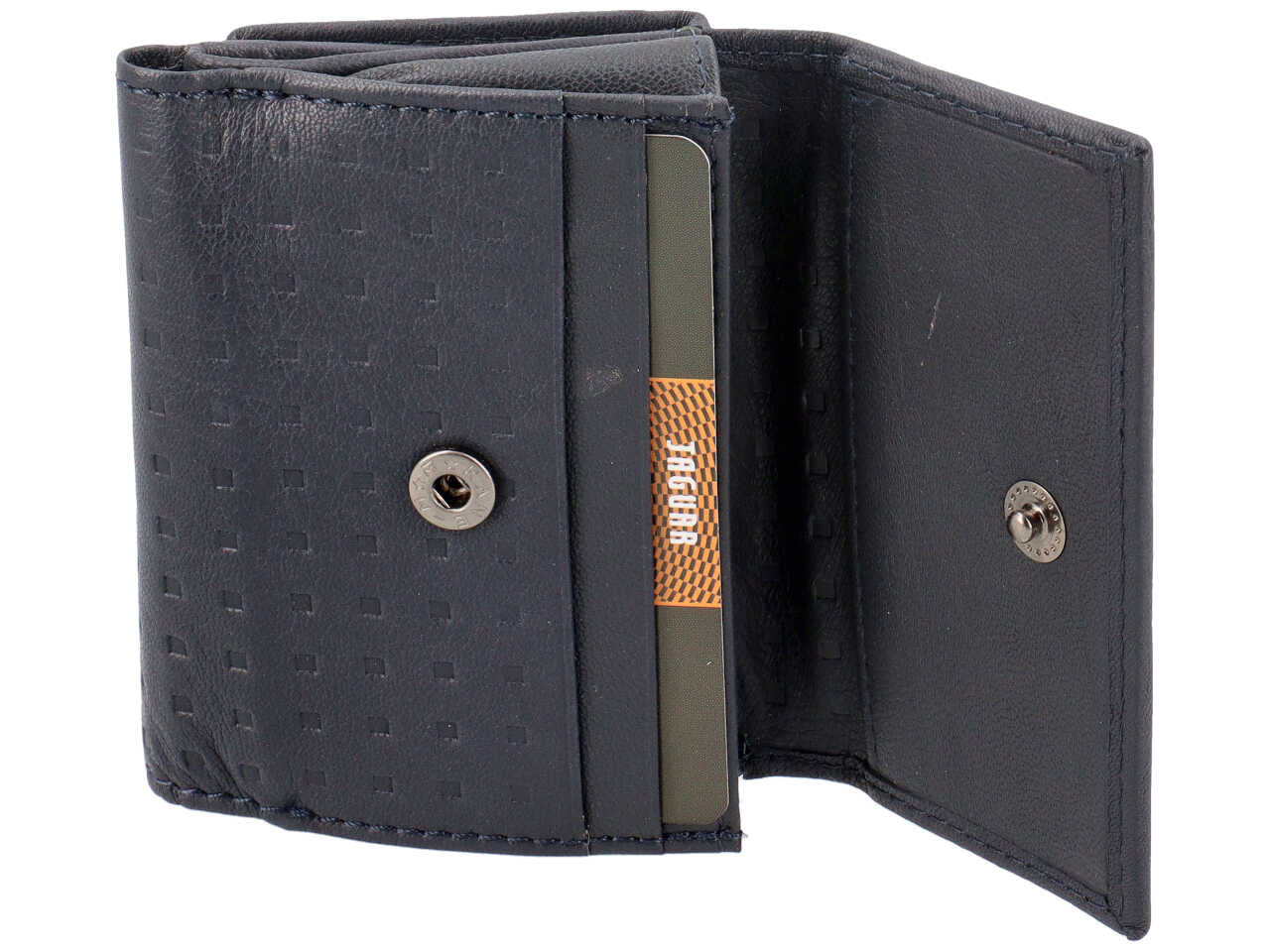 Portafogli da uomo in pelle blu con decoro a rilievo, 9,7x7 cm - Jaguar