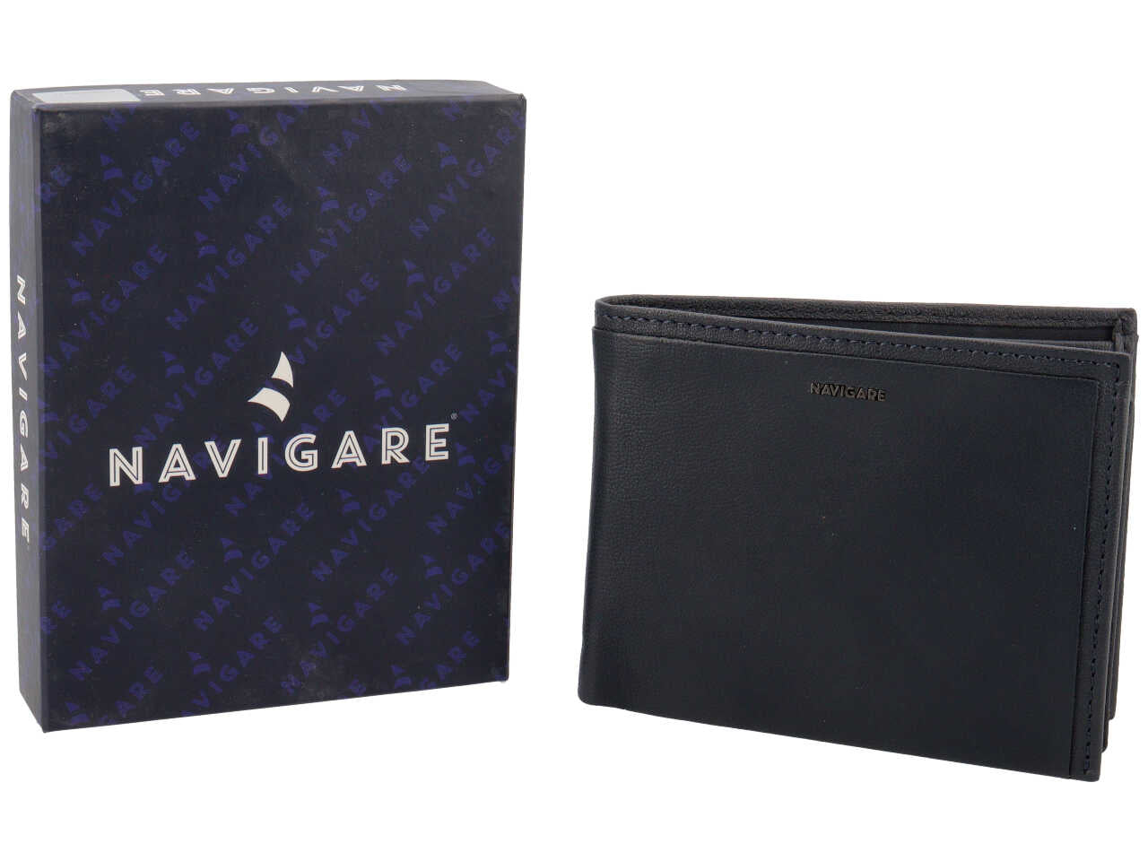 Portafoglio da uomo in nappa e pelle blu 12,5x9,5 cm - Navigare