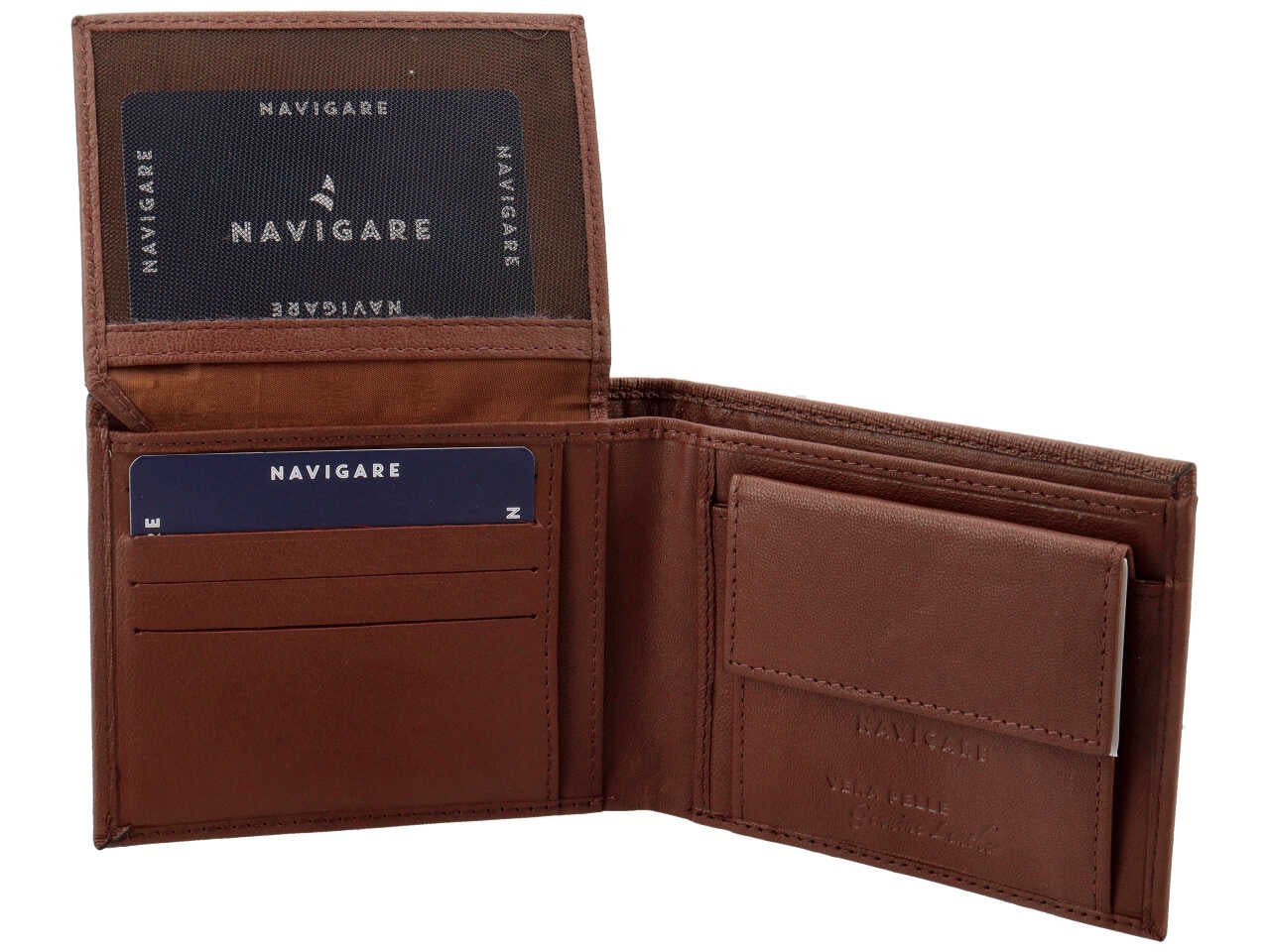 Portafoglio da uomo in nappa e pelle marrone 12,5x9,5 cm - Navigare
