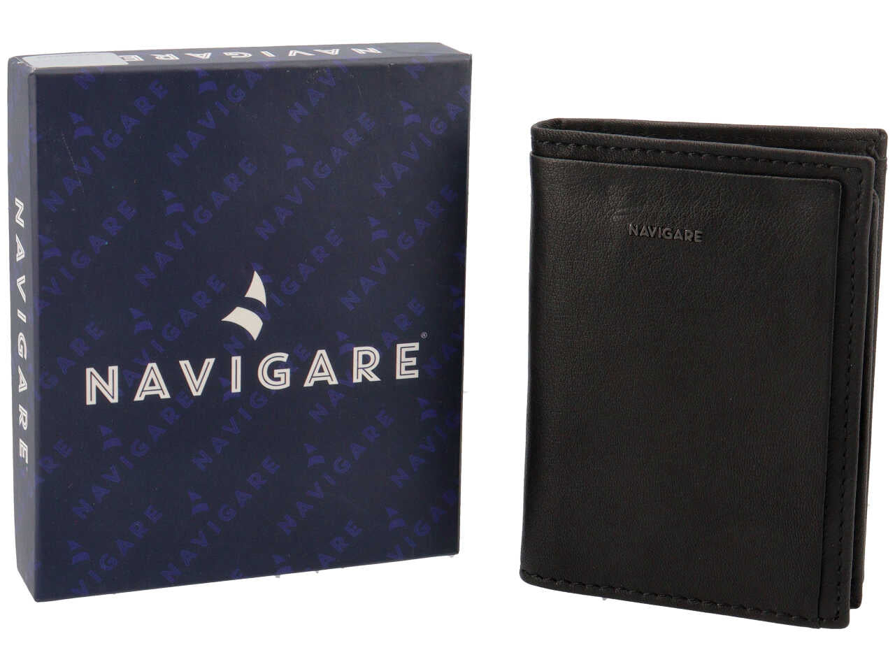 Portafoglio da uomo in nappa e pelle nero 8x11 cm - Navigare
