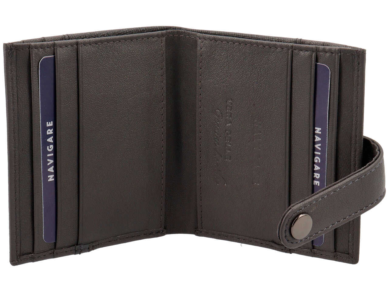 Portafoglio da uomo in nappa e pelle grigio scuro 9,5x10 cm - Navigare