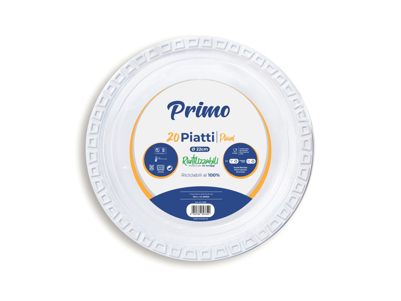 Piatti in plastica 22cm piani 17gr - confezione da 20 piatti