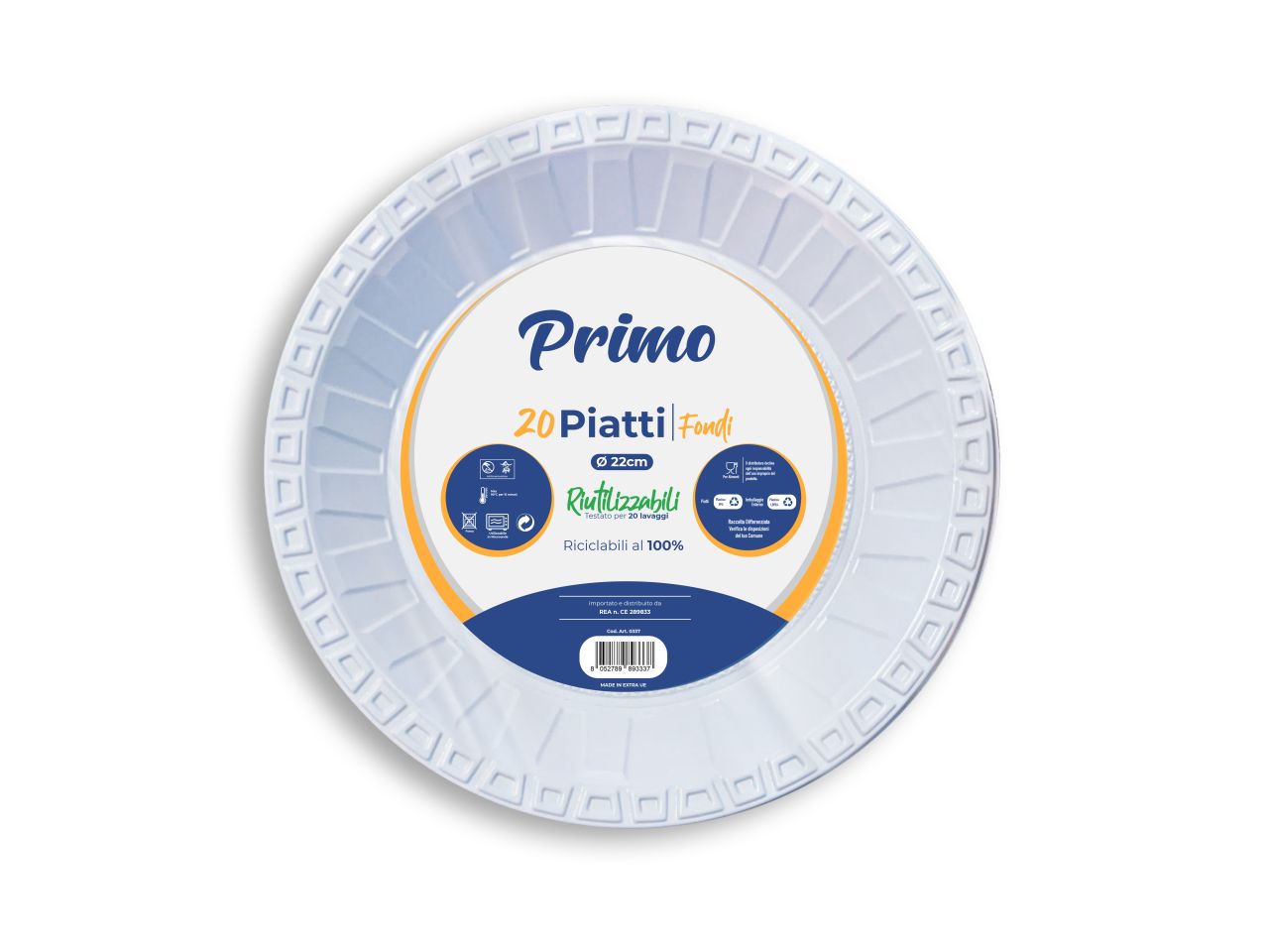 Piatti in plastica 22cm fondi 17gr - confezione da 20 piatti