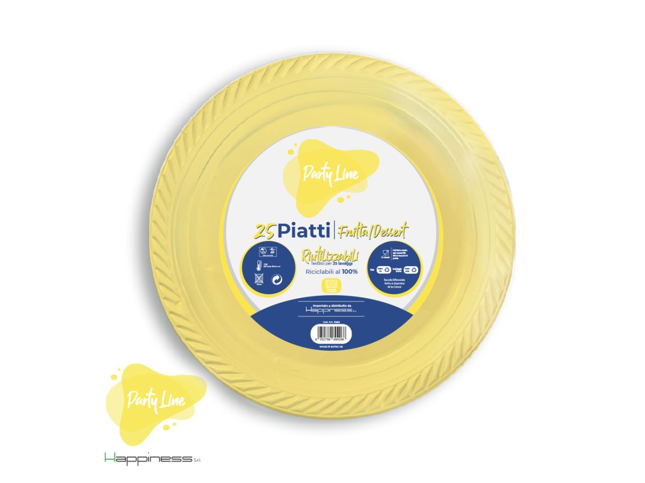 Piatti in plastica da frutta gialli confezione da 25 piatti