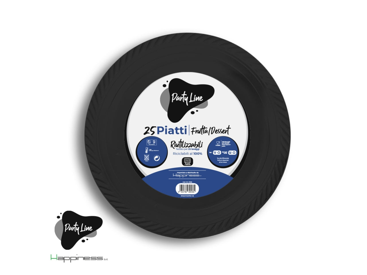 Piatti in plastica da frutta colore nero - la confezione comprende 25 piatti