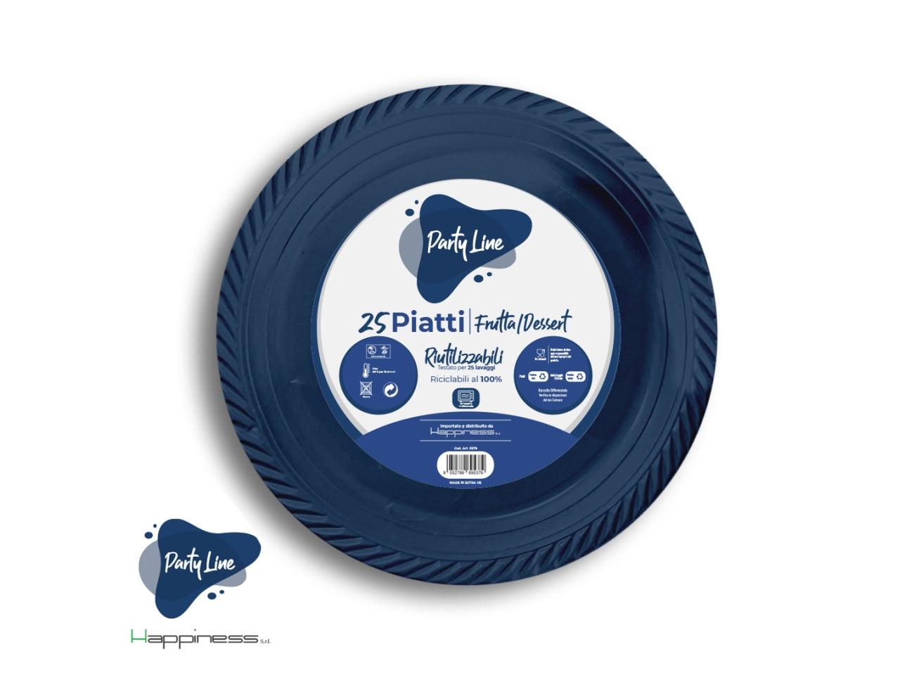 Piatti in plastica da frutta colore blu - la confezione comprende 25 piatti