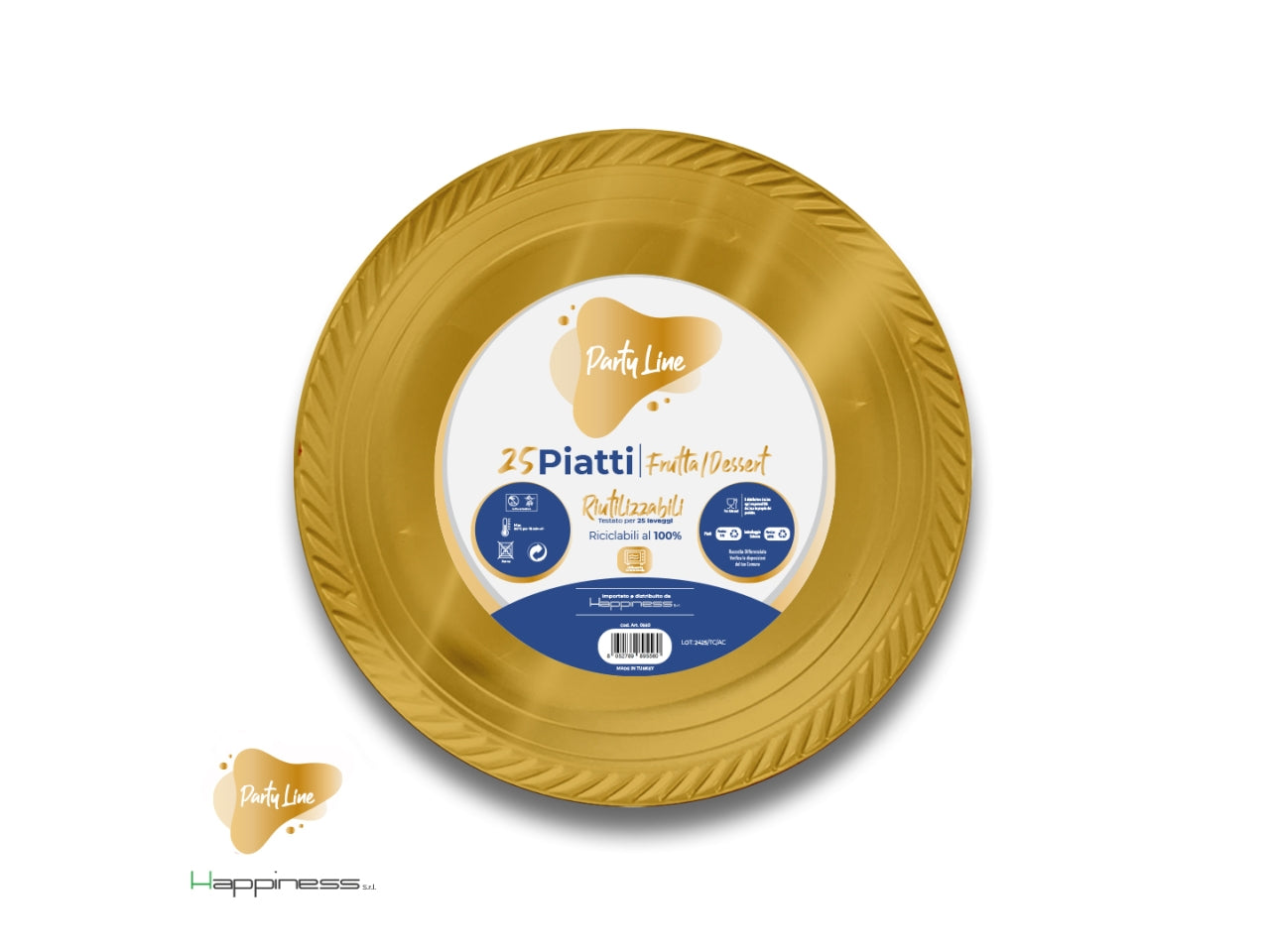 Piatti da frutta in plastica colore oro la confezione comprende 25 piatti