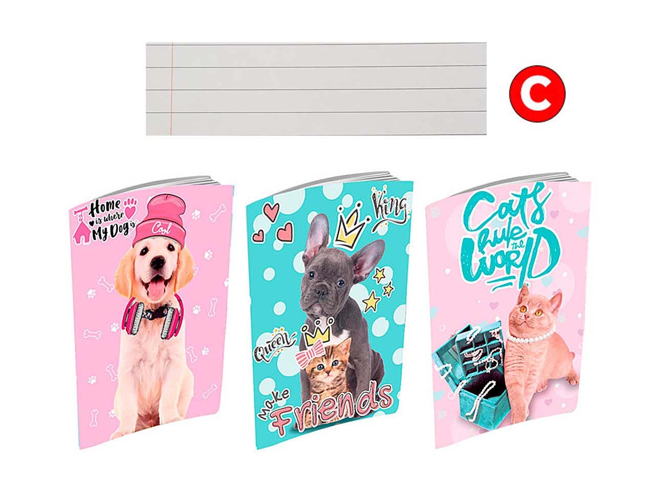 Quaderno Maxi active my puppies rigatura C 80gr - la confezione comprende 10 quaderni - assortiti