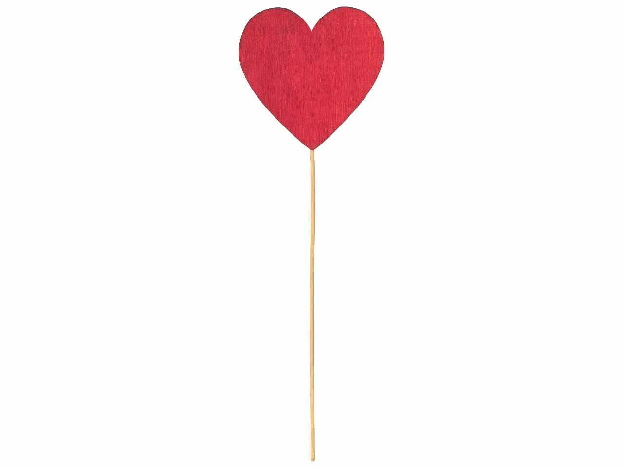 Cuore su stelo 2 pezzi cm7,5xh28 colore rosso