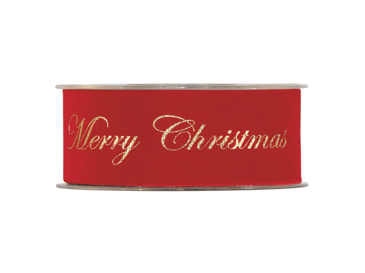 Nastro regalo in velluto rosso con scritta Merry Christmas in dorato 4cm x 7m - Piovaccari