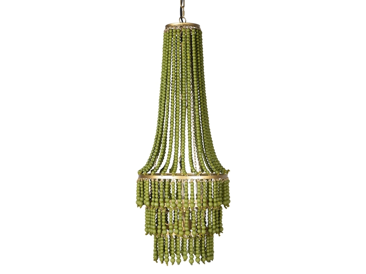 Lampadario d.37x105/168cm in legno e metallo-verde
