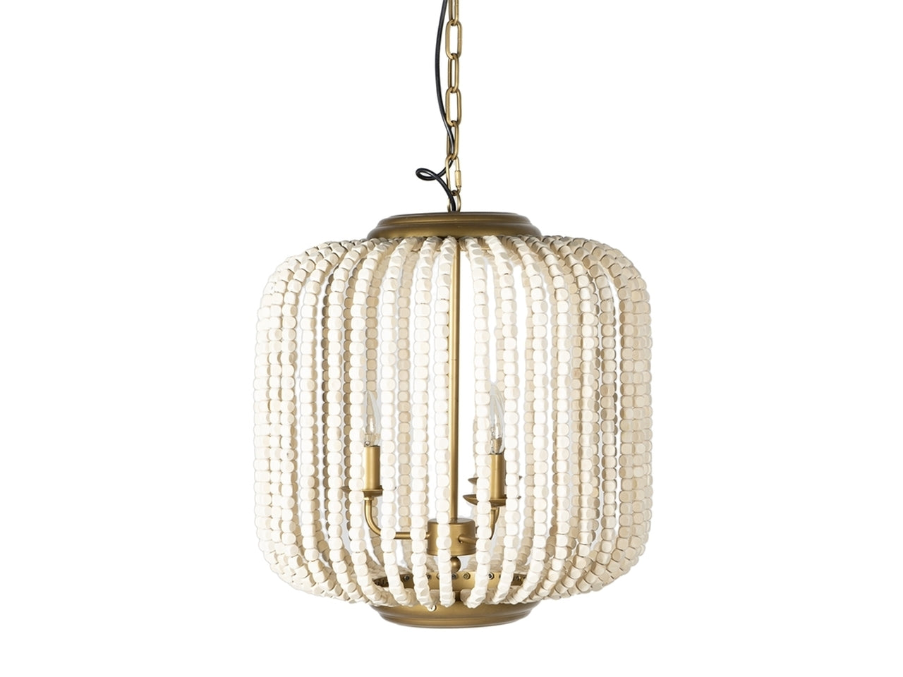Lampadario soggiorno classico in legno e metallo avorio e dorato 49x54/123 cm  Plàthea
