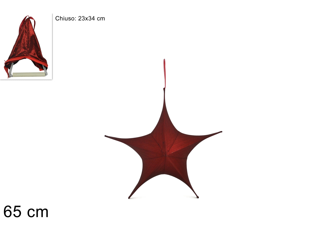 Pendente stella 65cm laminata richiudibile rossa