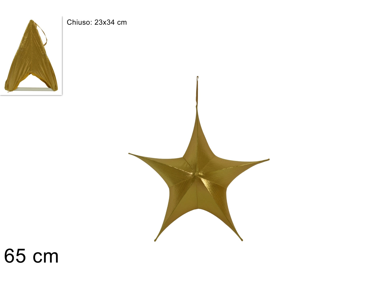 Pendente stella 65cm laminata richiudibile oro