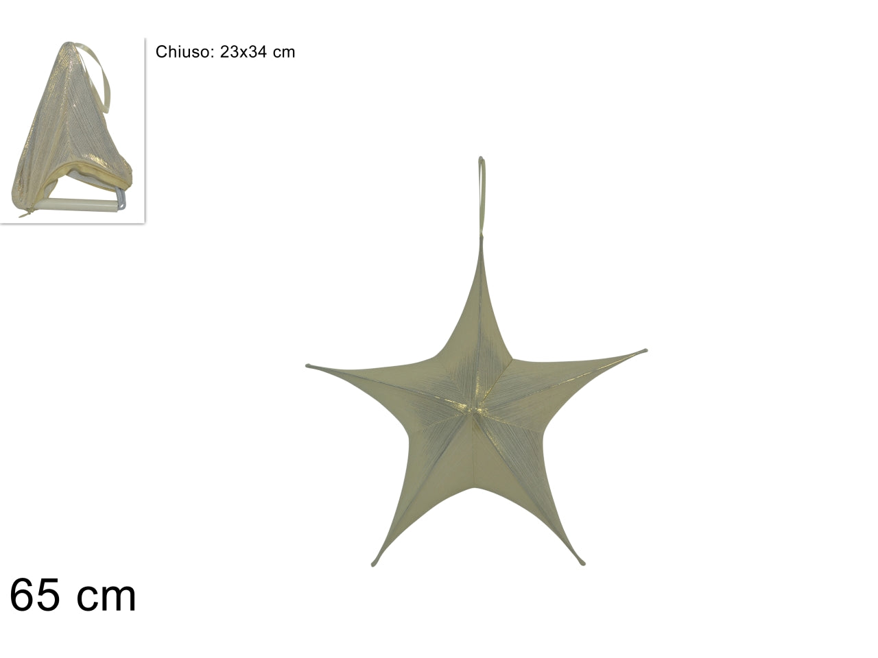 Pendente stella 65cm laminata richiudibile oro/bianco