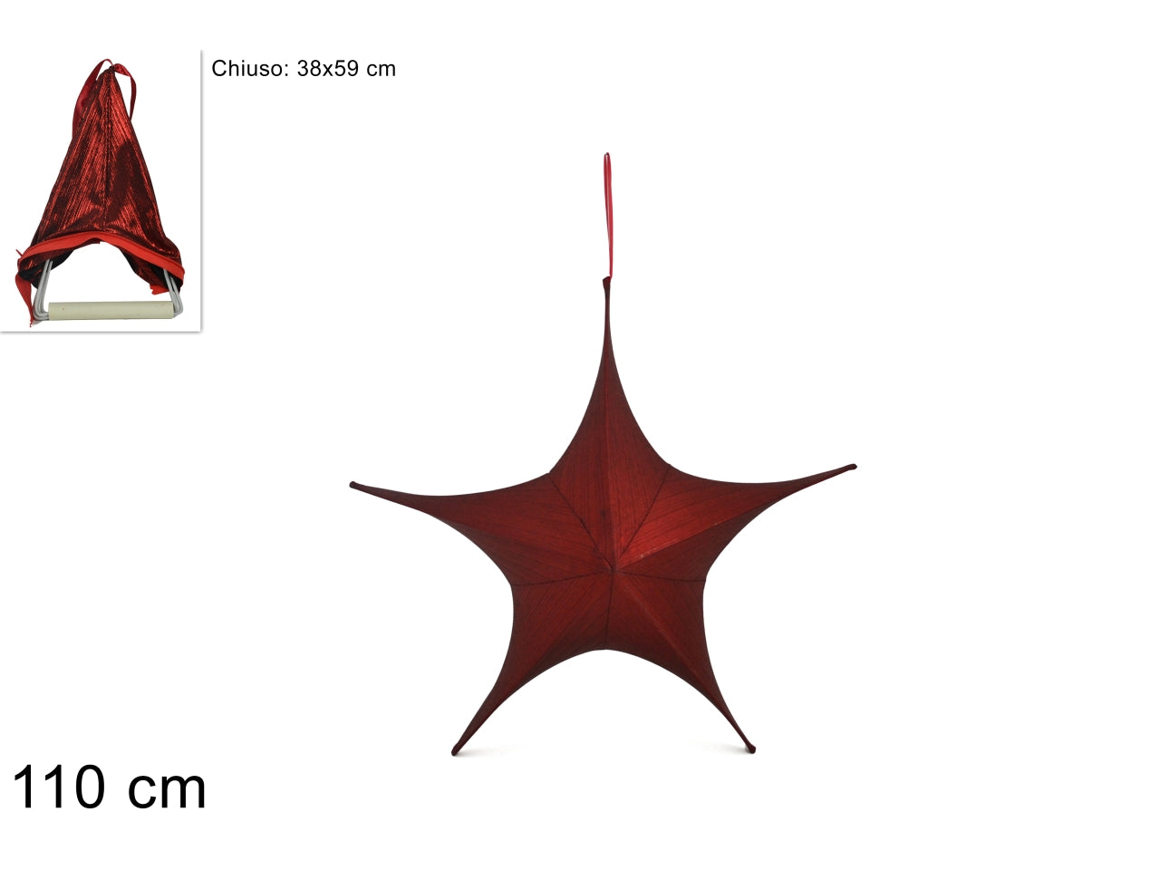 Pendente stella 110cm laminata richiudibile rossa