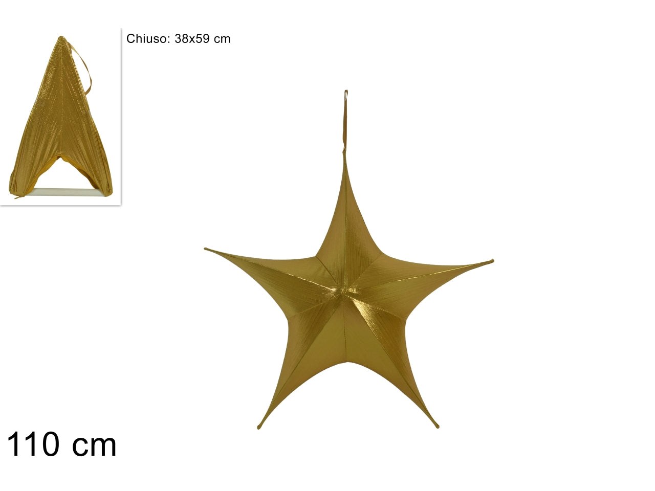 Pendente stella 110cm laminata richiudibile oro