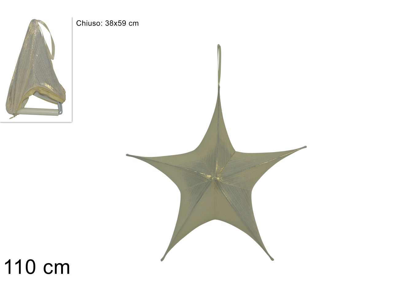 Pendente stella 110cm laminata richiudibile oro/bianco
