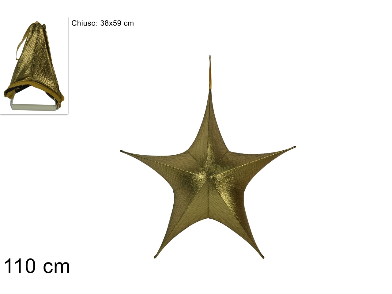 Pendente stella 110cm laminata richiudibile oro/nero