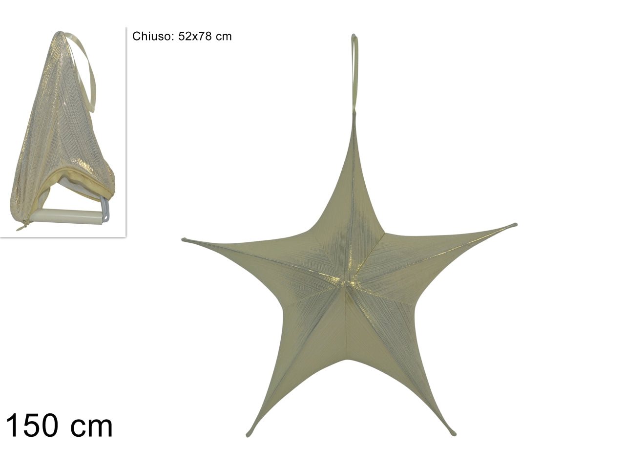 Pendente stella 150cm laminata richiudibile oro/bianco