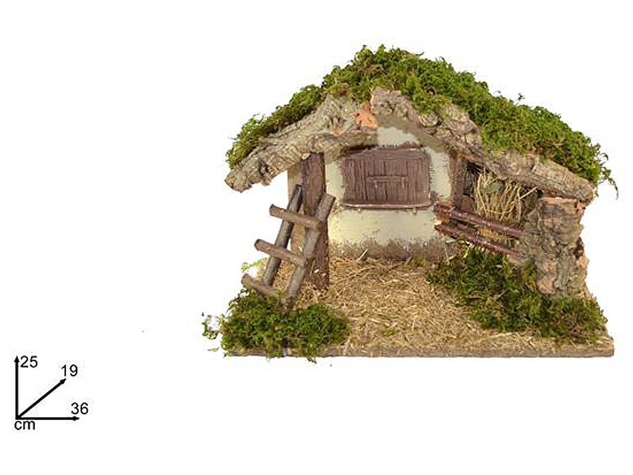 Capanna con scala e fienile con finestra 25x19x36cm