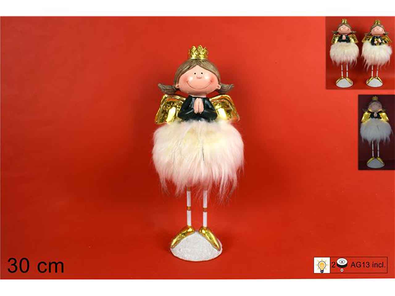 Bambola angelo 30cmverde con pel/luce gi009926e