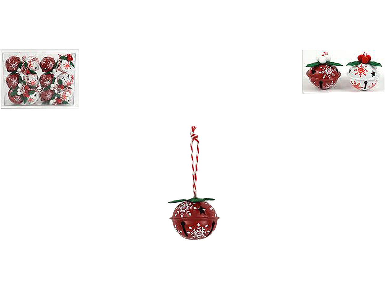 Pendente natalizio campanellino con bacche 4cm - 12 pezzi
