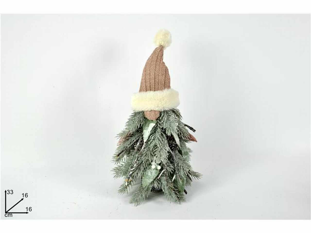 Albero di natale con pelliccia pigne bacche rosa 33cm