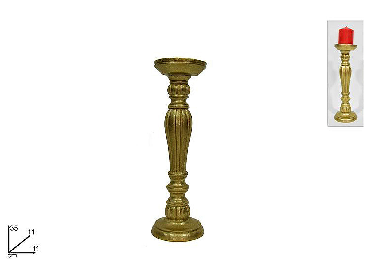 Porta candela oro glitterato 35cm gi009971