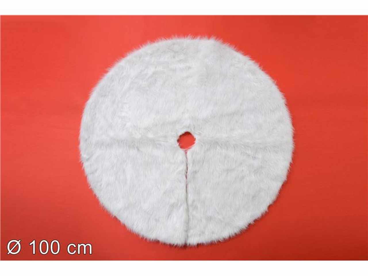 Copribase tappeto albero pelliccia bianco 100cm