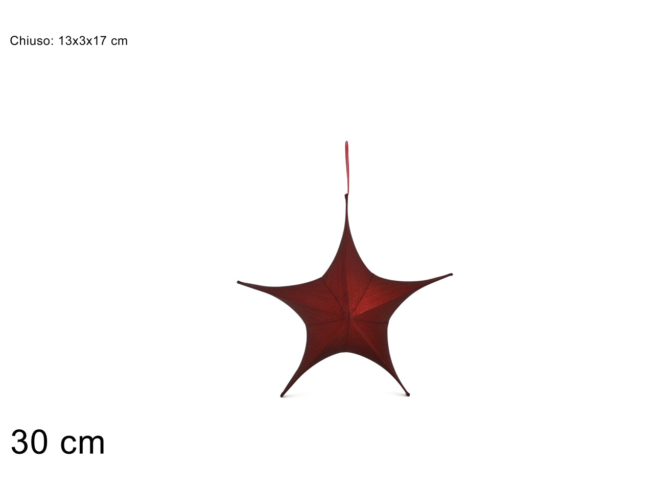 Pendente stella 30cm laminata richiudibile rossa