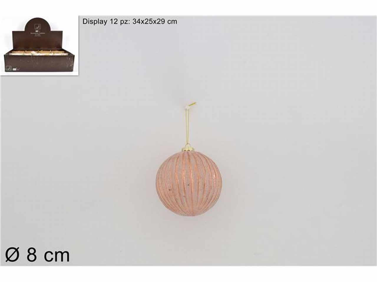 Palla vetro d.8cm rosa antico con effet.ghiacciato ks21-due-73