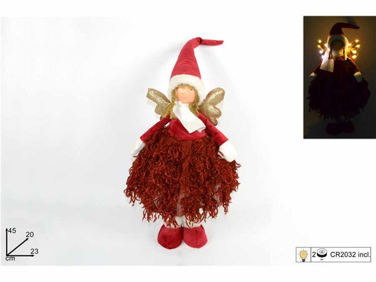 Angelo 45cm abito&cappello in velluto con luce rosso