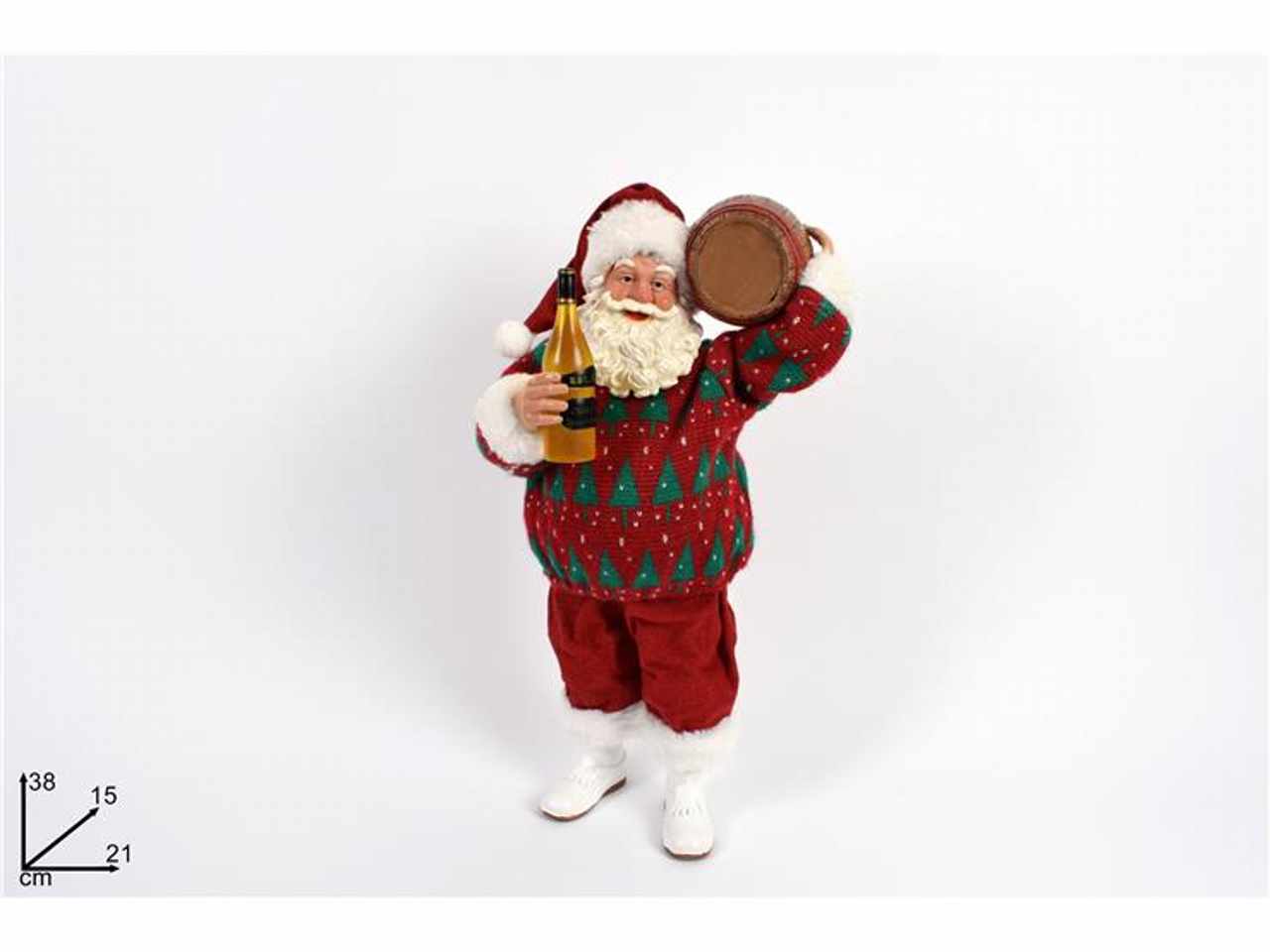 Babbo natale con botte vino 38cm