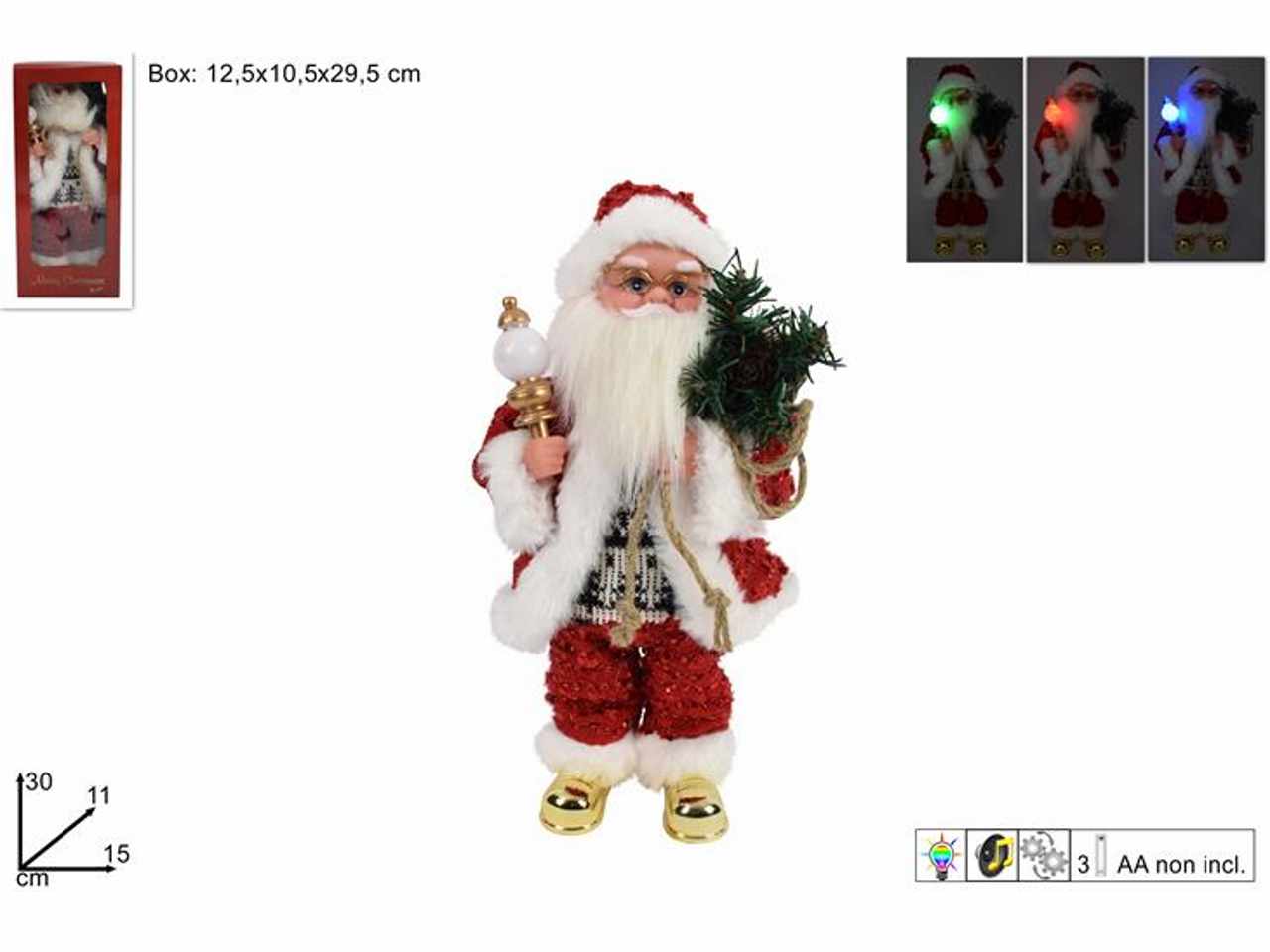 Babbo natale con scettro 30x11x15cm