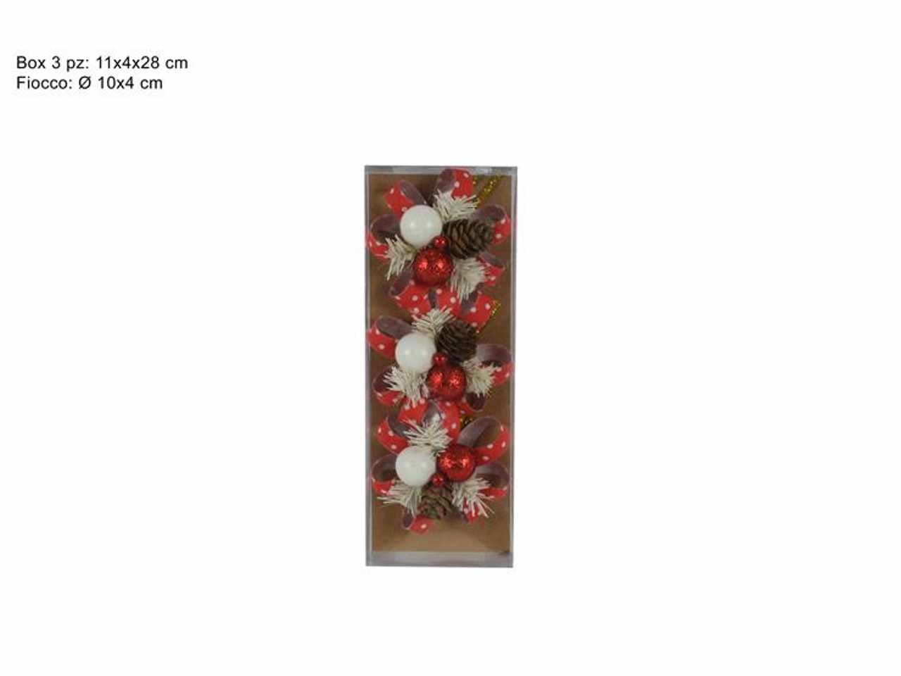 Fiocchi con palline e pigne set 3 pezzi