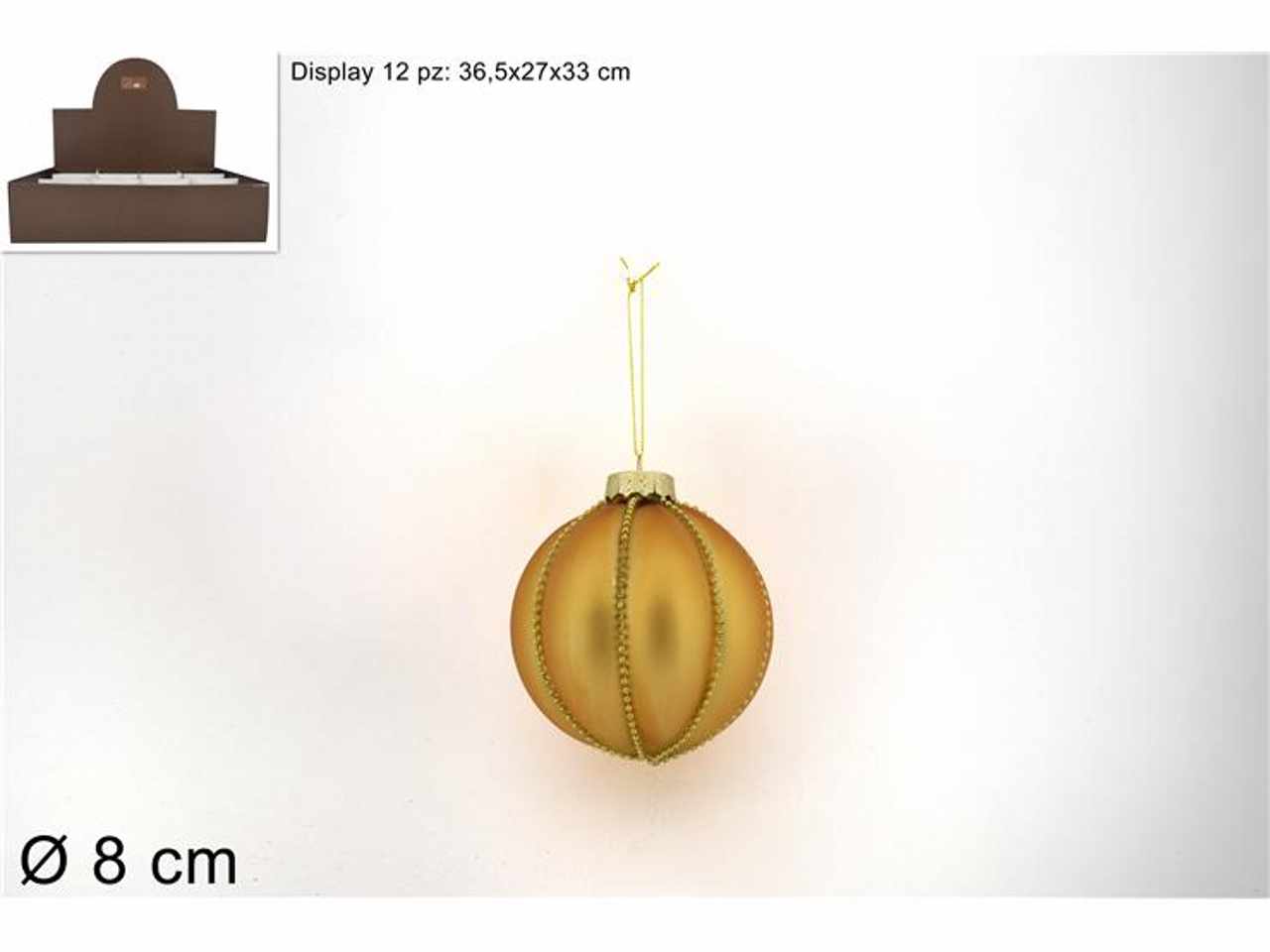 Palla vetro d.8cm oro opaco con filoperline oroks22-due-170