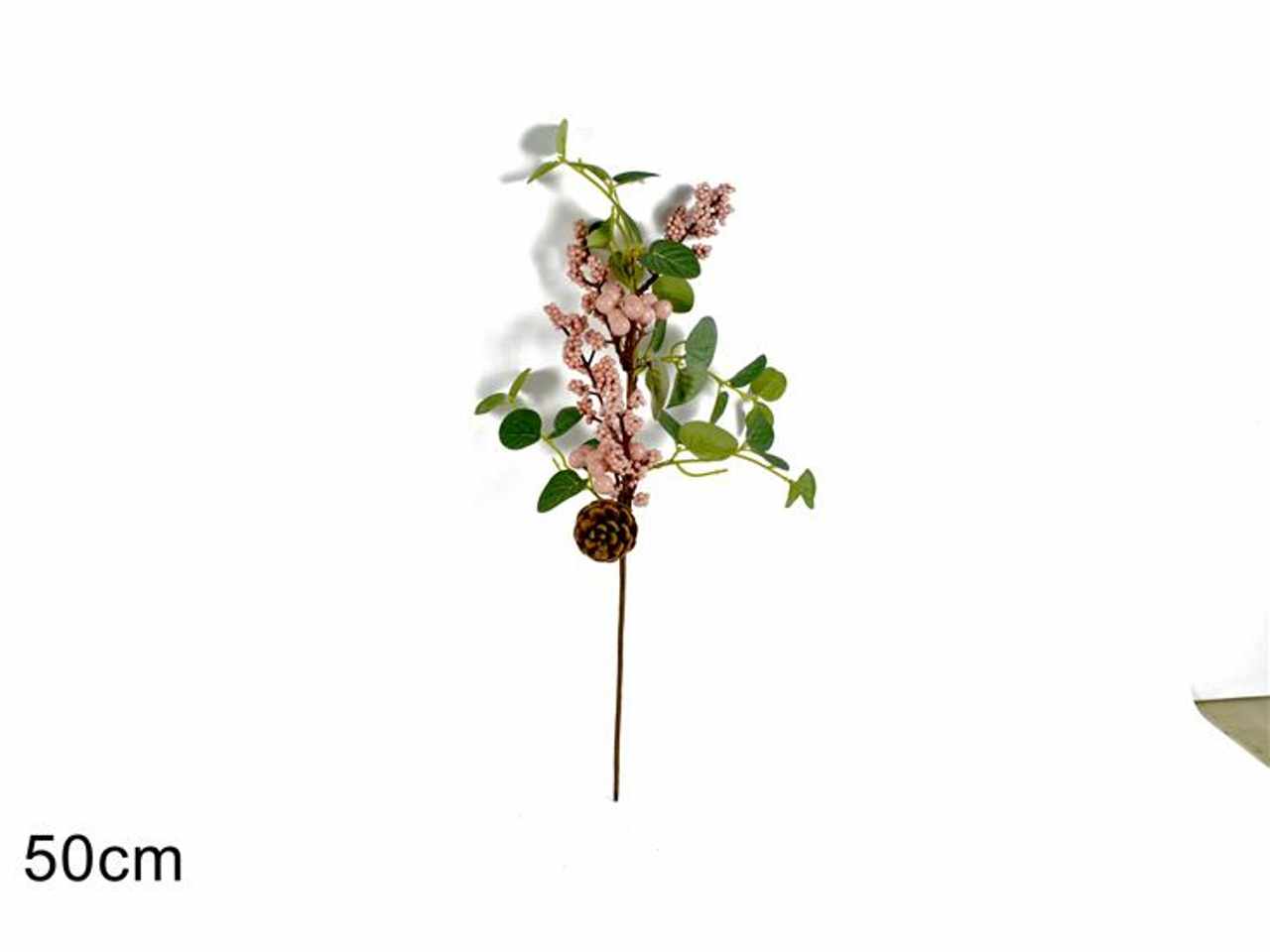 Ramo pigna con bacche rosa 50cm
