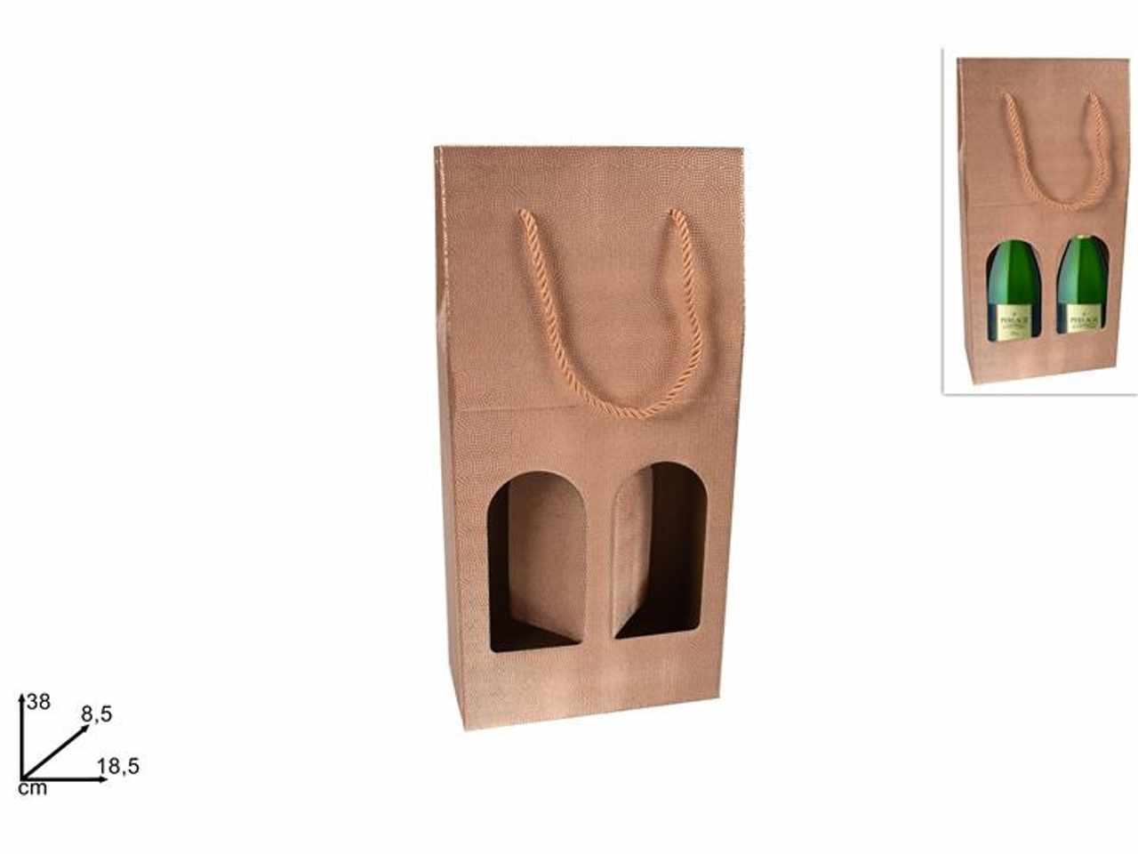 Portabottiglia 2 posti satinato bronzo 38x8,5x18,5cm