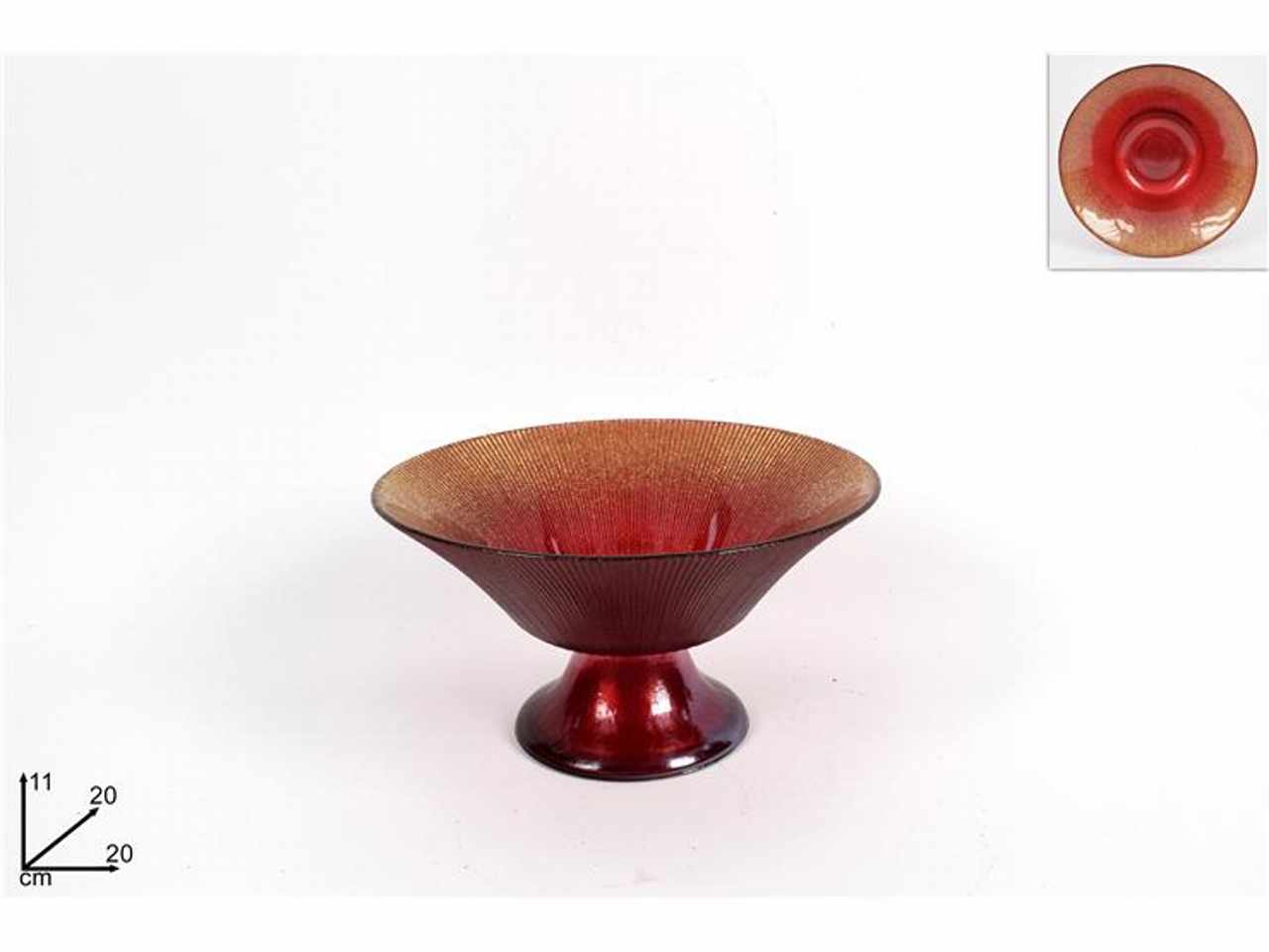 Alzata vetro 20cm rossa glitter oro