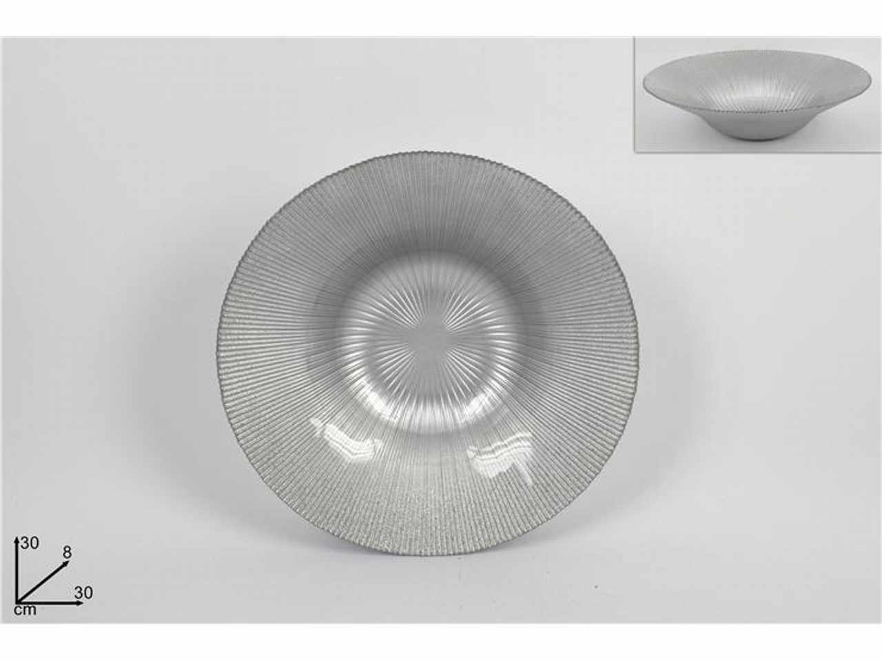 Centrotavola vetro 30cm silver