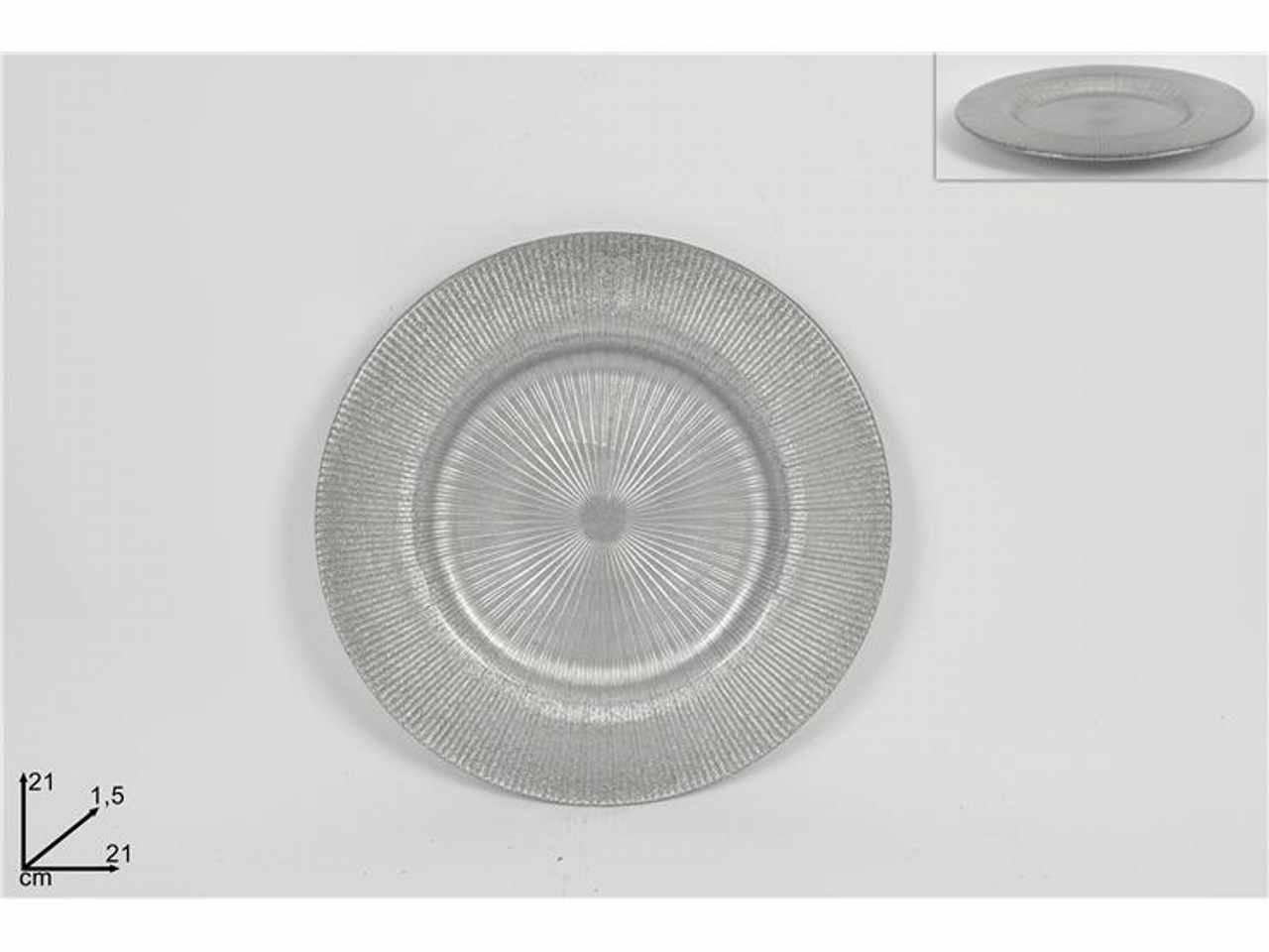 Piatto vetro 21cm silver