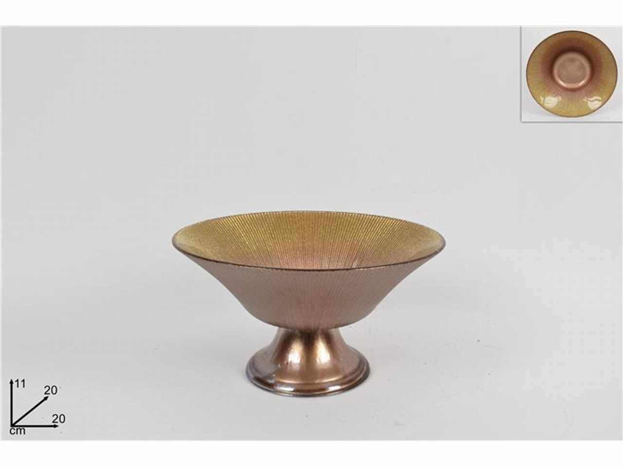 Alzata vetro 20cm marrone glitter oro