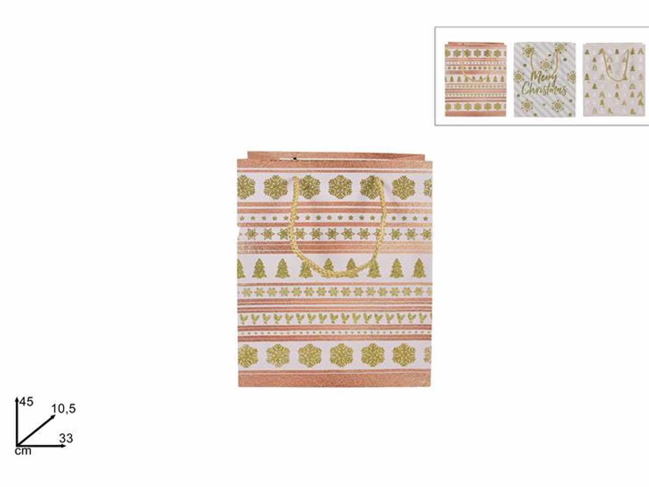 Busta shopper con decoro natalizio rosa 3ass 33x45x10.5