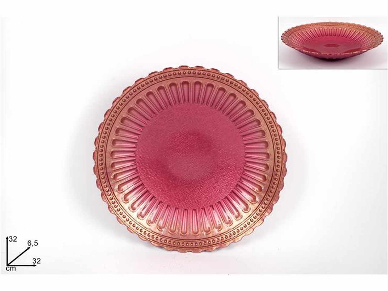 Centrotavola vetro 32cm rosa glitter oro