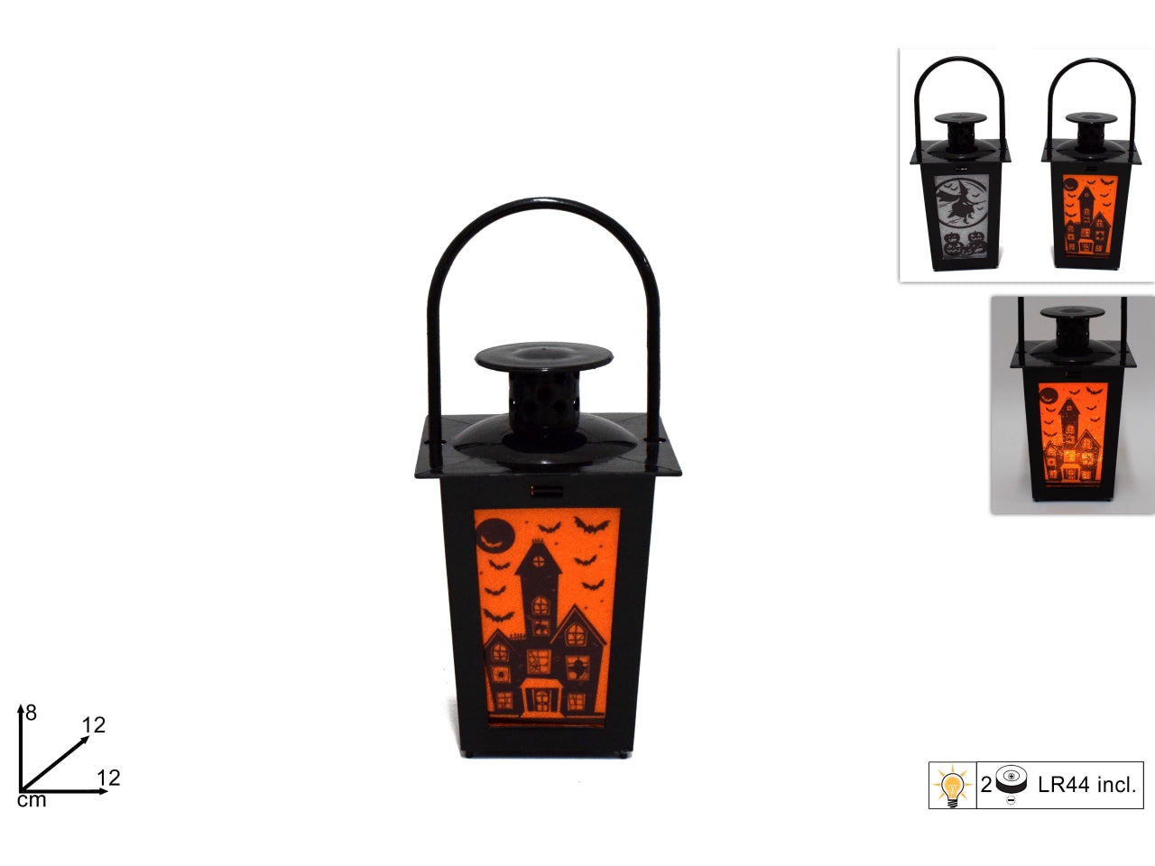 Lanterna halloween con luci a batteria in 2 assortimenti